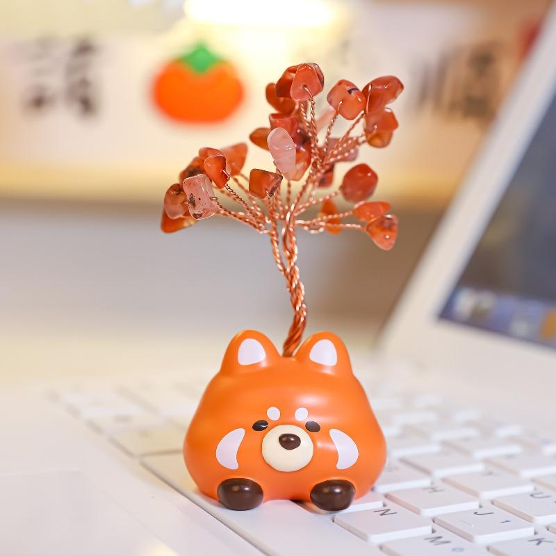 Dudu Animal de Estimação Fofo Árvore de Cristal Resina Artesanato Enfeites de Cristal Caixa de Presente Decorativa Casa Carro Console Central Bonecas Animal