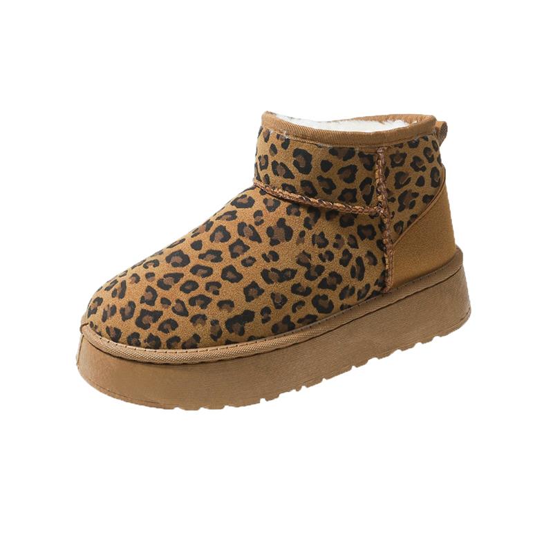 

Женские зимние ботинки, теплые, плюшевые, на толстой подошве, 2024, горячая распродажа, новые, на среднем каблуке, водонепроницаемые, с леопардовым принтом, повседневные, удобные ботинки 41 жёлтый