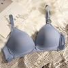 Women's Simple Triangle Cup Deep V Neck Seamless Push Up Bra for Small Bust Smooth Surface Wireless Lightweight Style