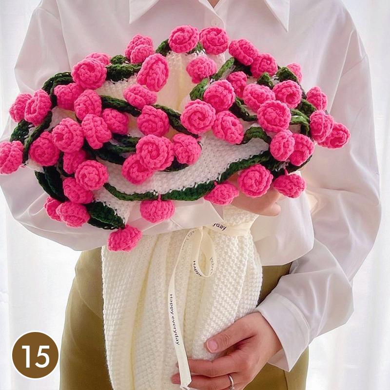 80Cm Finished Crocheted Rose Bouquet Blanket Handmade Knitted Flower Bouquet Blankets Home Decor Bed Sofa Throw Blanket Gift