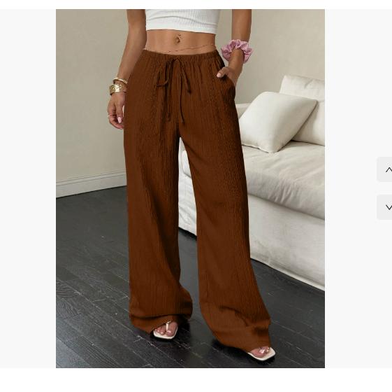 

Women s Casual Solid Color Texture Fabric Waist Belted Side Pocket Wide Leg Pants New Cross-Border Style 2XL