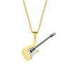 European and American Titanium Steel Guitar Pendant Mens Metal Instrument Necklace