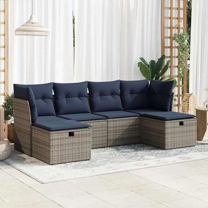 VidaXL Garden Lounge Set 6 Pcs with Grey Cushions Wicker 3325327