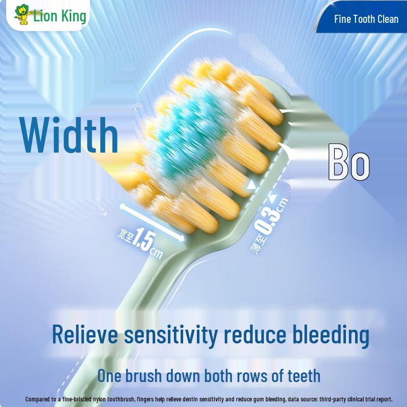 Lion King Fine Tooth Clean Wide Thin Toothbrush, 2-Pack