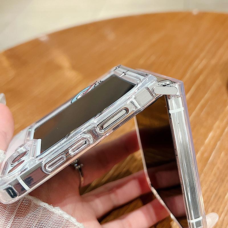 2pcs Astronaut Pattern Folding Shell For Samsung Galaxy Z Flip6 Flip5 Flip4 Flip3 Planet Clear Shockproof Slim Phone Case Cover