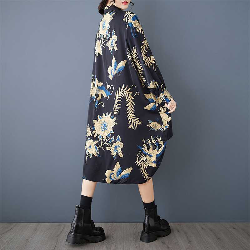 Spring and Autumn Mid-length Button-down Dress