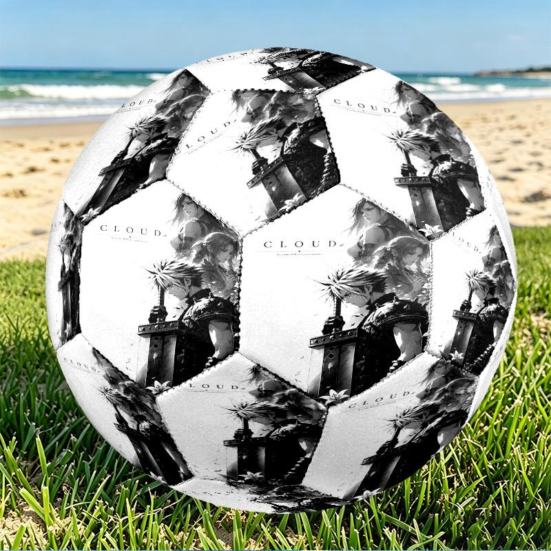 Final Fantasy Print Size 5 Soccer Ball, PU Wear Resistant Football for Match Training and Daily Practice, Birthday Gift for Soccer Fans