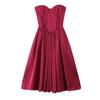 Burgundy High-end Large Skirt Temperament Tube Top Skirt Women's Medium and Long Dress Dress Dress Long Dress
