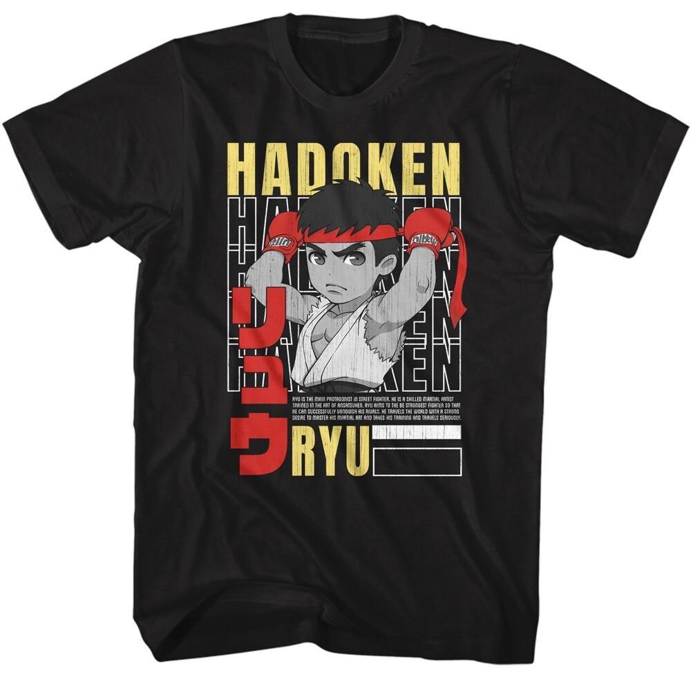 Retro Gaming Graphic Tee Street Fighter Ryu Hadoken Inspired Men’s Unisex T-Shirt XL