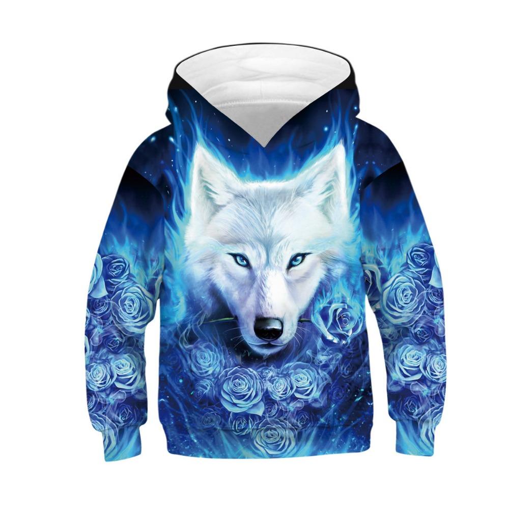 Children's Cool Animal Wolf 3D Digital Printed Boys' Personalized Fashion Hoodie Sweatshirt