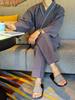 MY Cotton Samue 3 Hospital Nightwear [KISS LIFE] Men's 100% Open-front Pajamas, Style, Colors, Pajamas, Men's Roomwear, (Charcoal Gray, LL)