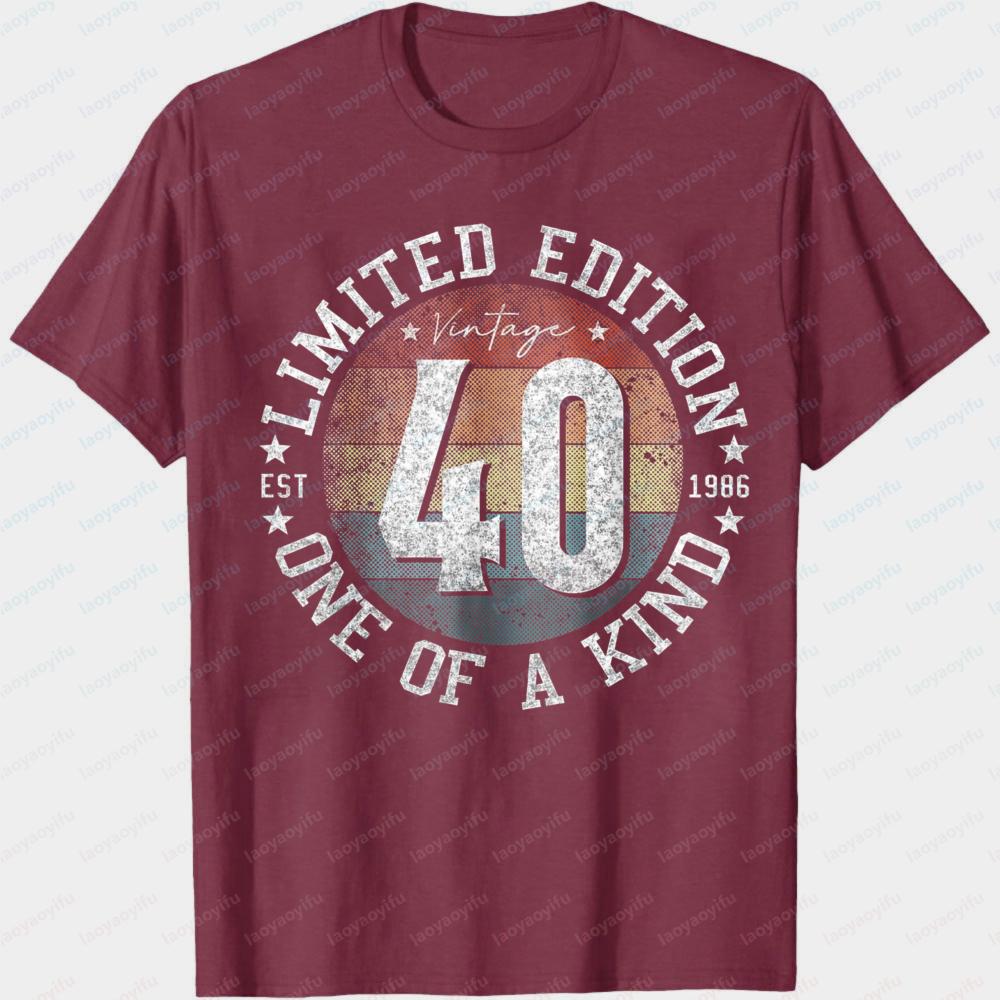 Limited Edition 40 Vintage One of A Kind Summer Men TShirt Birthday Gift for Him Party Wear 1986 Retro Unisex Casual Tops