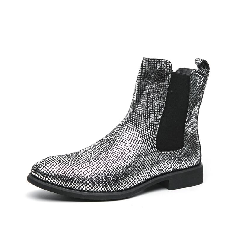 

Дизайнерская новинка, зимняя мода, ботильоны челси, мужские остроносые золотые серебристые повседневные ботинки, высокие кеды, zapatos hombre 45
