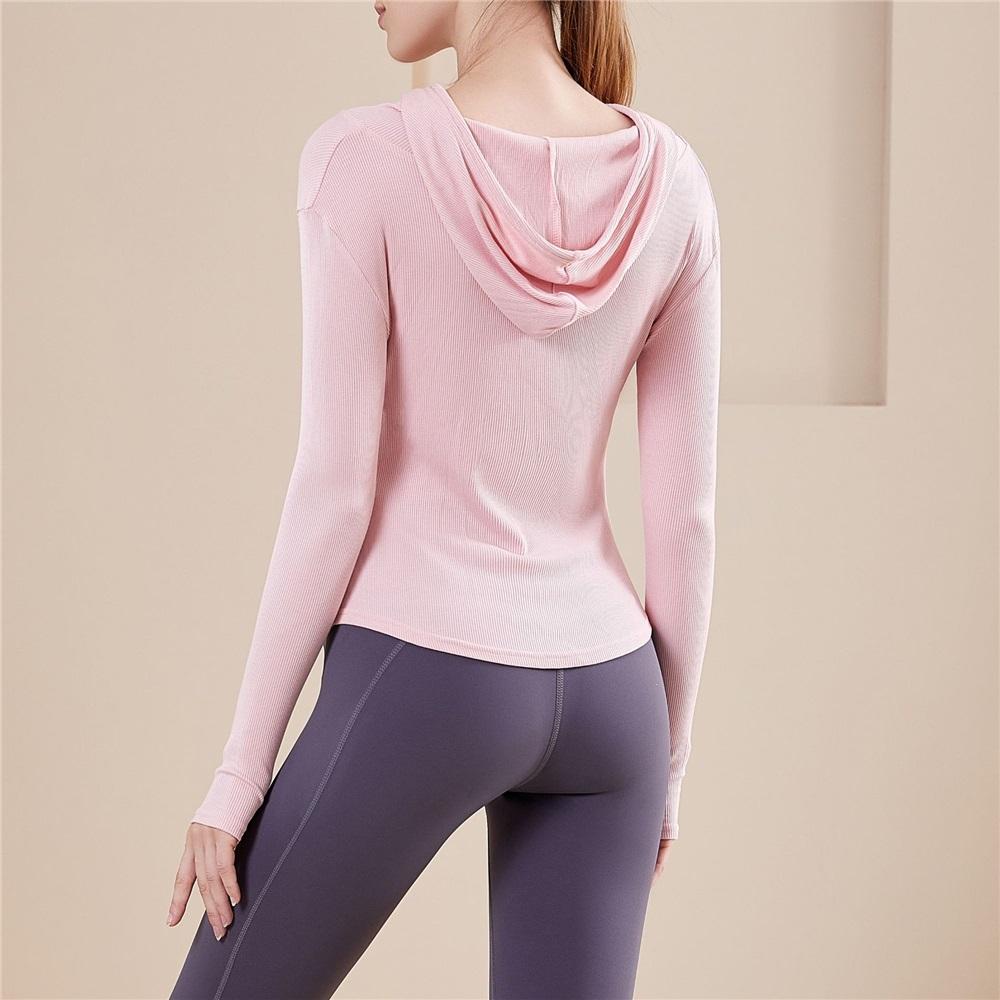 Women's Nude Sports Jacket, Full-zip Slim-fitting Jacket, Running Casual Hooded Fitness Yoga Wear, Long-sleeved Top
