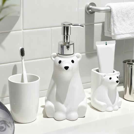Soap Dispenser Hand Dish Soap Pump Bottle Polar Bear Design Holiday Hand Soap Dispenser Kitchen Countertop Decoration
