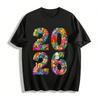 2026 Floral Pattern New Year Themed Casual Printed Top Pure Cotton T-shirt