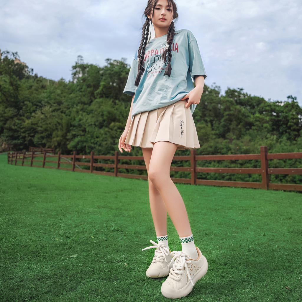 Kappa Tissu Cuir Synthétique Confortable Simple Polyvalent Résistant à l'Usure Basse Casual Chaussures Baskets Femme Beige K0E45CC00F-133