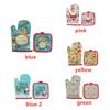 2pcs/set Christmas Baking Santa Claus Kitchen Mat Anti-Hot Pad Microwave Gloves Oven Mitts