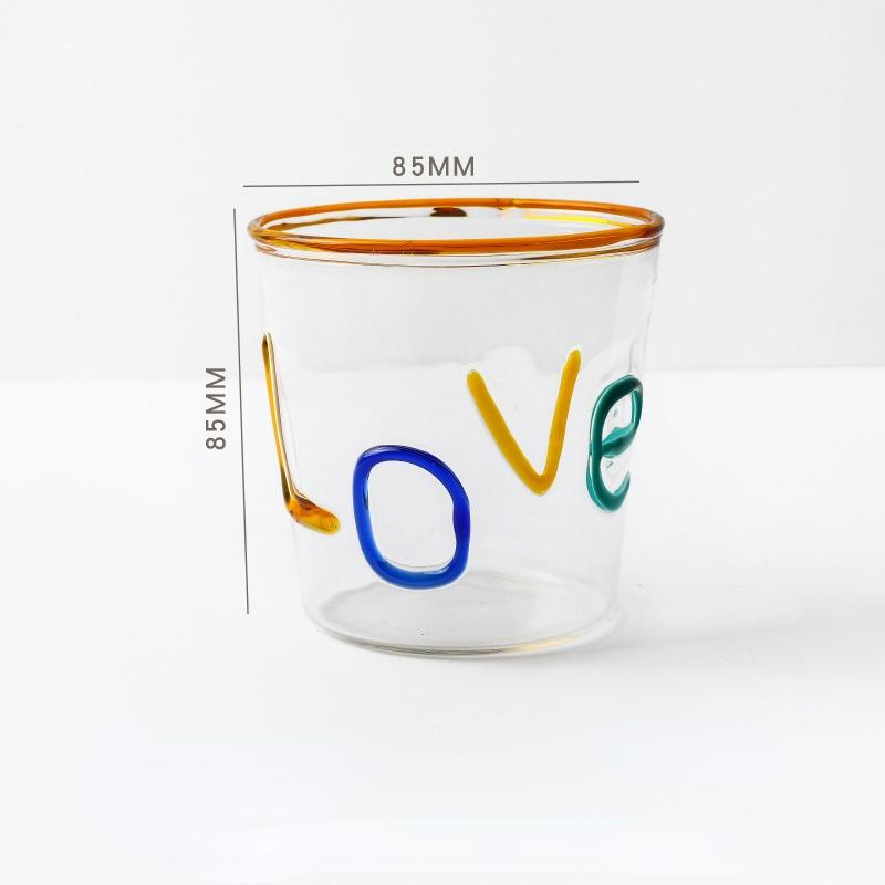 

Homemade Love Handmade Color Letters Cup Milk Juice Coffee Cup Water Cup Heat-resistant Glass Gift Glass Drinkware Whiskey Glass 330ml