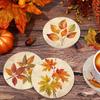 4Pcs Fall Thanksgiving Coasters Vintage Autumn Leaves Ceramic Coasters Absorbent Harvest Cup Mat for Mugs Cups Home Kitchen Office Party Table Decor