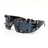Cyberpunk Y2K Frameless Punk Flash Diamond Sunglasses Metal Ring Rivet Retro Futuristic Party Sunglasses