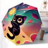 1pc Whimsical Cat "Fall Fantasy" Compact Travel Umbrella, Automatic Folding Lightweight Windproof 8-Bone Reinforced Design, Portable for Bac