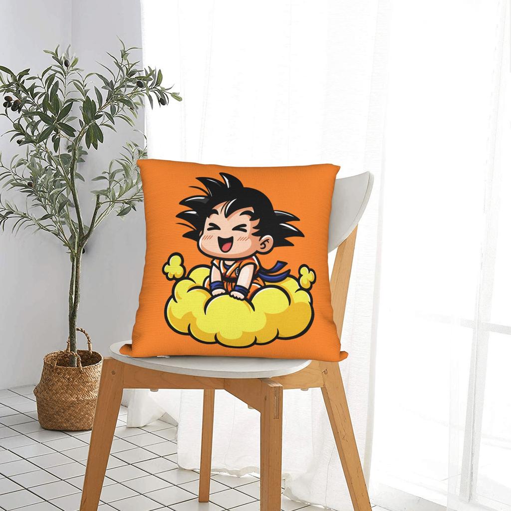 Dbz Goku Throw Pillow Cover Polyester Throw Pillow Cute Chibi Custom Pillowcover Home Decor