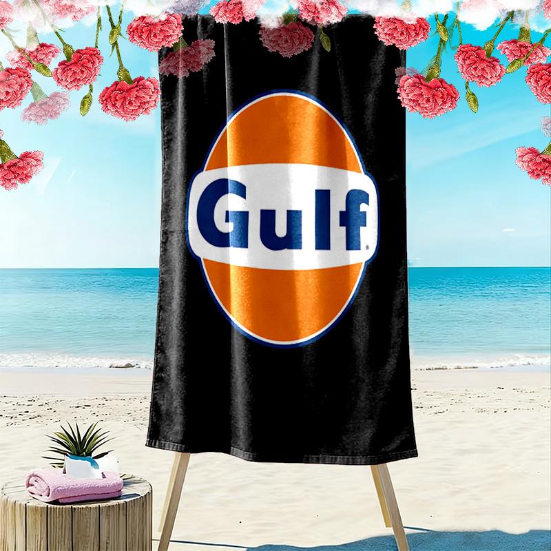 Logo del marchio Gulf asciugamano da spiaggia morbido da bagno da mare assorbente asciugamano da bagno stampa comfort moda asciugamani per viaggi e vacanze