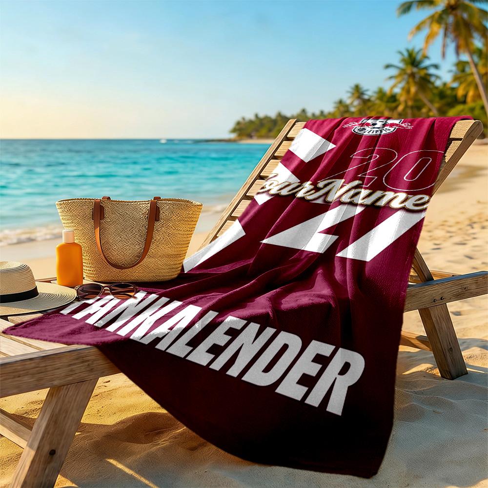Rb Leipzig Customizable Name Beach Towel Soft Durable Quickdry Suitable For Sports Travel Swimming Yoga Bathroom Beach And Pool