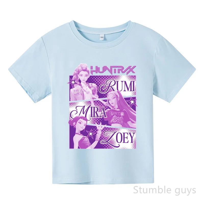 Kids Summer KPop Demon Hunters T-shirt Huntrix Anime Tshirt Boys Clothes Girls