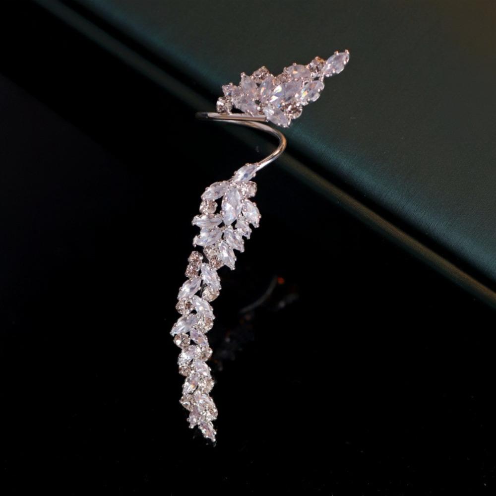 Shiny Elegant Open Zirconia Ring Copper Simplicity Female Leaf Ring  Valentine Day Gifts