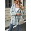 Fall Winter Women's Plaid Color Block Hooded Long Sleeve Loose Wool Coat