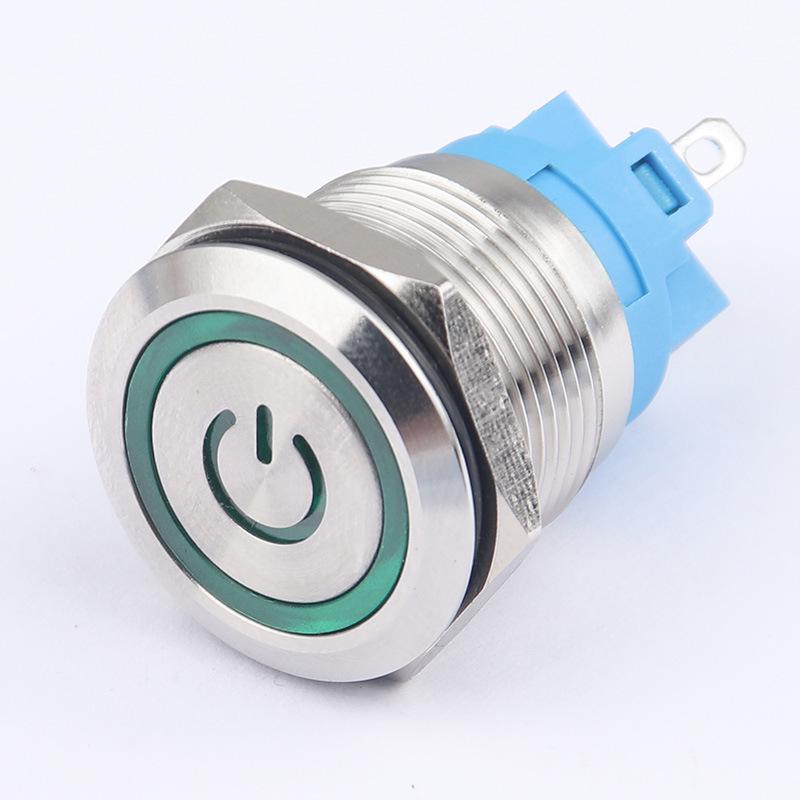 19mm Metal Self-Locking Lighted Momentary Switch, Power Button 12V/24V/220V