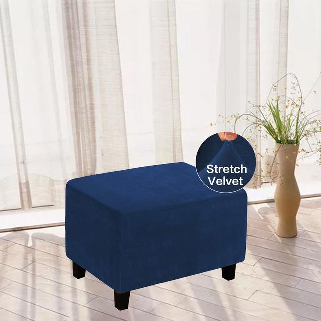 Samt-Rechteckbezug für Ottomane, elastisch, quadratisch, für Fußhocker, Sofa, Schonbezug, Fußstütze, Stuhlhussen, Möbelschutzbezüge