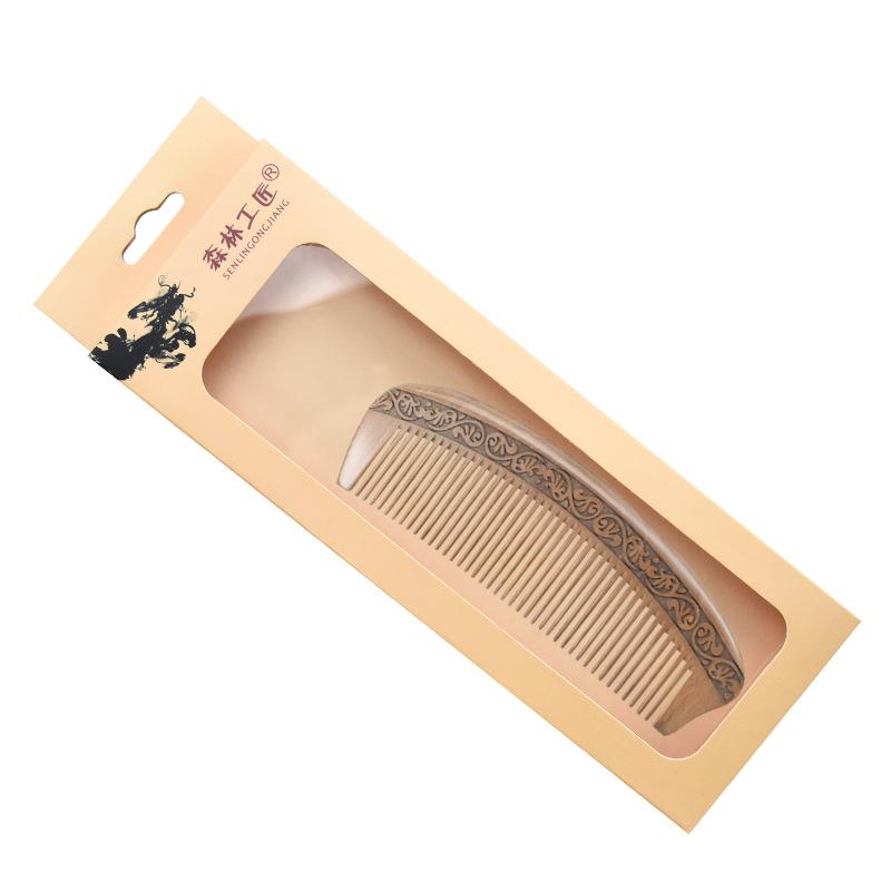 Handmade Old Nanmu Solid Wood Comb: Thickened Double-Sided with Carved and Printed Design - Perfect Gift from Scenic Spots
