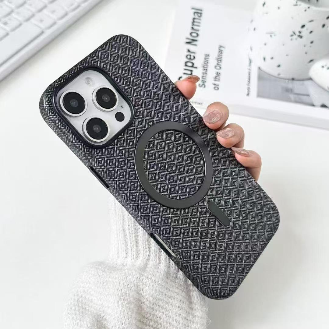 

Креативный защитный чехол-накладка с магнитной фиксацией, текстурированный и подходящий для iPhone 16 Pro, противоударный жесткий чехол из 15 шт. Apple 14Plus