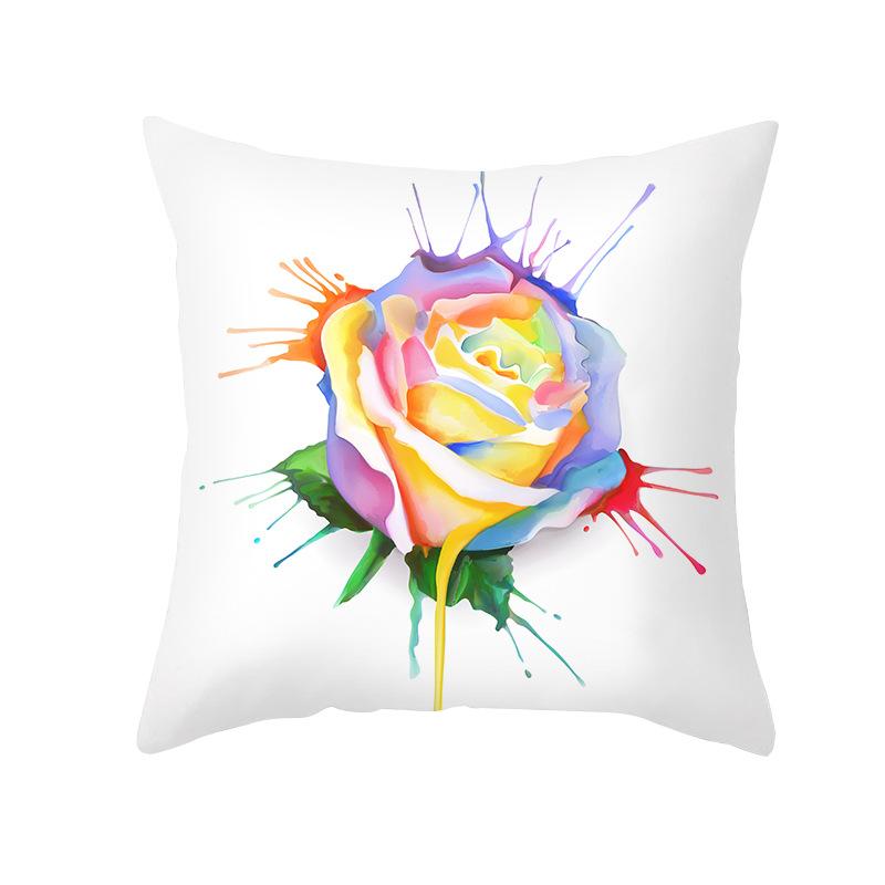 Home Peach Skin Printed Cushion Cover Nordic Green Plant Sofa Cushion Cover Office Cushion Cover