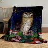 Owl Forest Night with Mushrooms for All Seasons Blanket Lunch Break Throw Gift