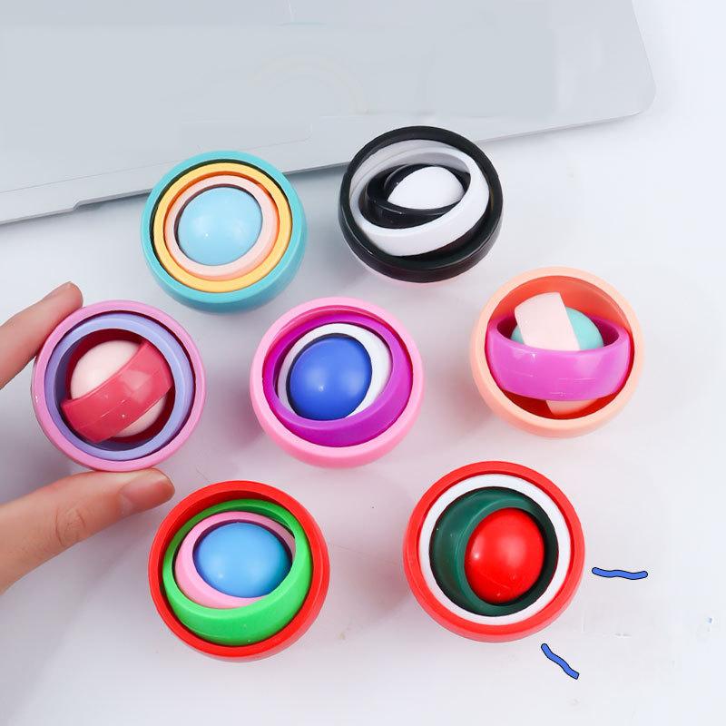 Raibow Fingertip Ball Spinner Fidget ADHD Autism Relieve Stress Finger Gyro Spinner Funny Infinite Flip 3D Ball for Kids Adult