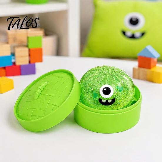 TPR Stress Ball 1/4/5Pcs Halloween Dumpling Squeeze Toy with Steamer Box, Cartoon Glitter Steamed Bun Soft Decompression Gadgets Relief Toy,