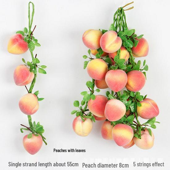 Farmhouse Restaurant Decor: Artificial Fruit Vine with Peaches, Apples, and Bananas.