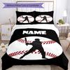 3pcs Custom Name Baseball Bedding Set Duvet Cover Closure Includes 1 Duvet Cover & 2 Pillowcases, Soft and Comfortable for All Seasons.