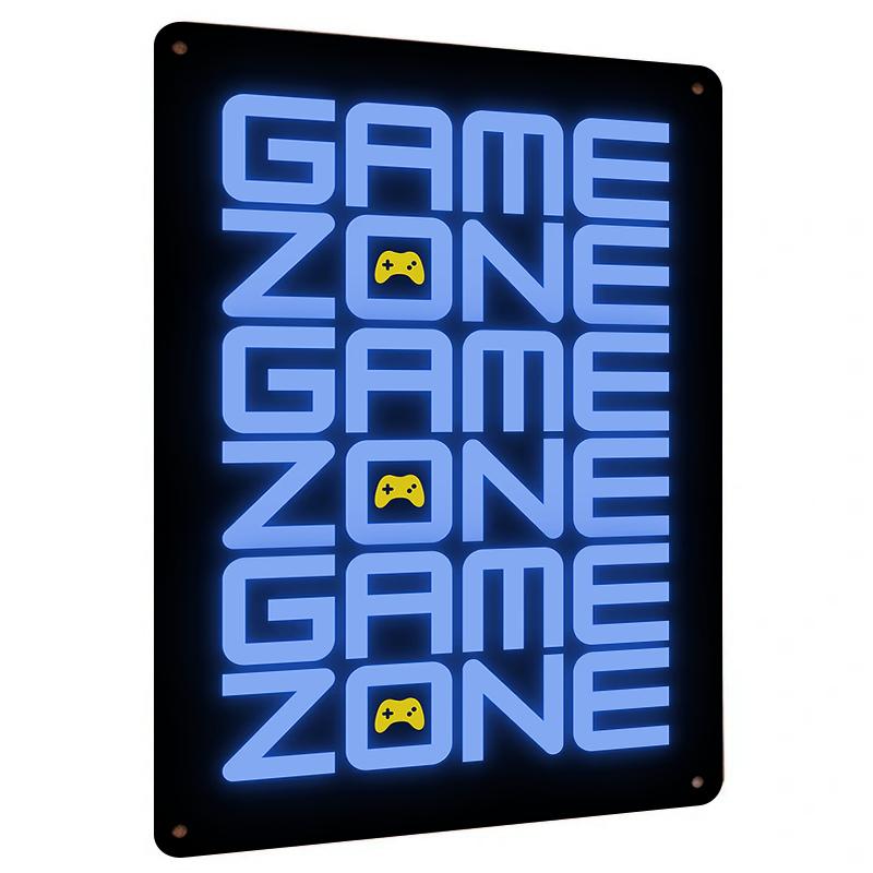 

Неоновая вывеска Game Zone Металлическое настенное искусство Декор с иконкой контроллера для игровой комнаты 20x30cm（7.8x11.8inch）