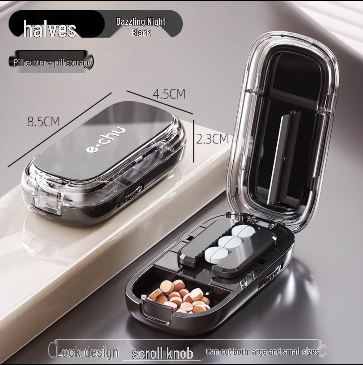 

Pill Cutter & Divider: Precise 1/4 & 1/2 Cutting, Portable Pill Box