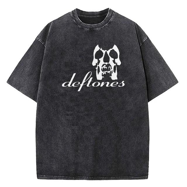 Hip Hop Deftones Men S And Women S Summer Wash T-Shirts Vintage Printed Cotton T-Shirts Fashion T-Shirts Street Wear Men S S