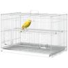 Bird Cage 60x41x41 Cm Metal Aviary with Feeders 2 Perches 3 Doors and Carrying Handle for Small Birds Canaries Parakeets White