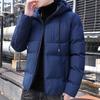 Men Cotton Coat Stand Collar Drawstring Long Sleeve Quilted Jacket with Pockets Zipper Placket Solid Color Thickened Warm Outerwear
