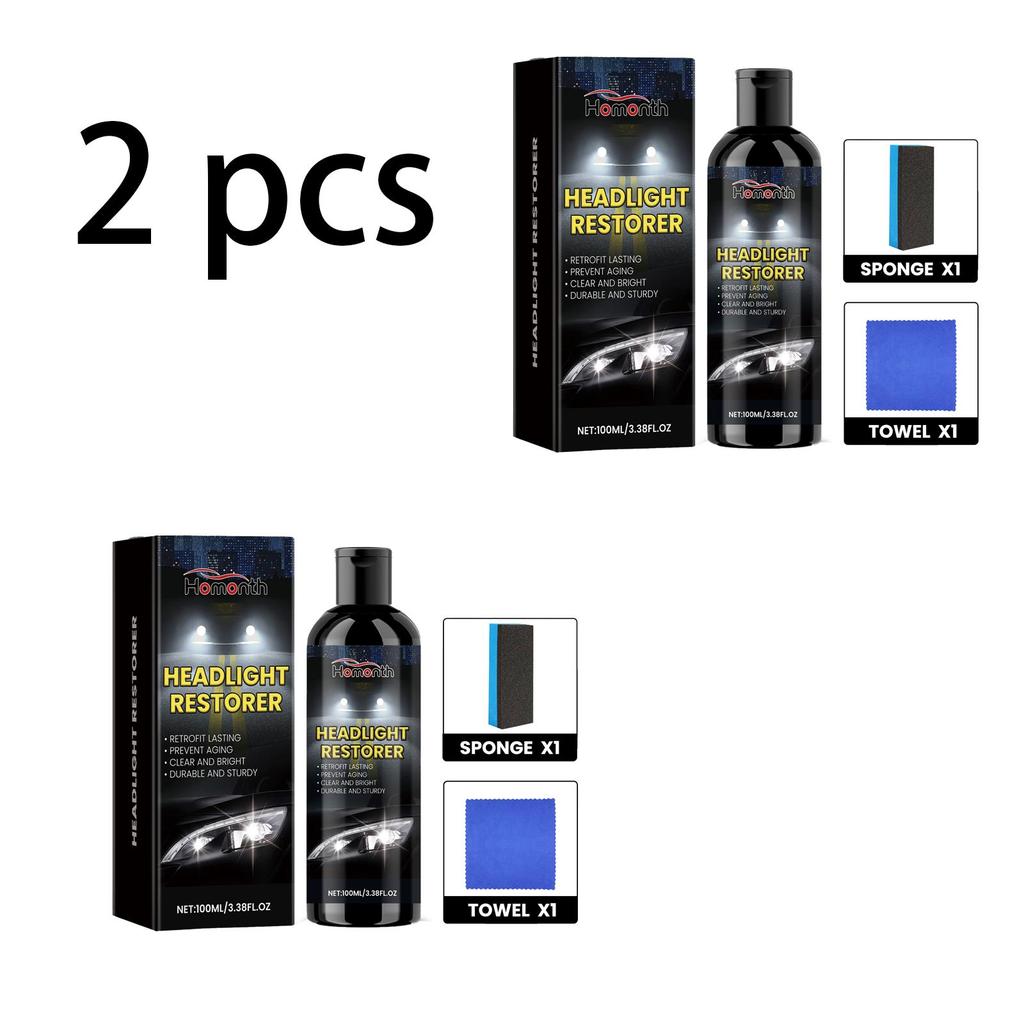 Homonth Car Headlight Restoration Liquid, Headlight Scratch Removal Agent, Car Headlight Polishing and Restoration Cleaning Kit 1 Set