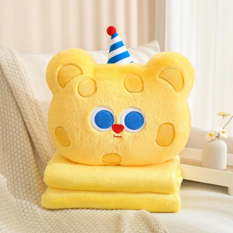 Biscuits Bear 2-in-1 Pillow Blanket Student Office Nap Car Carrying Air Conditioning Quilt Removable Washing Foldable