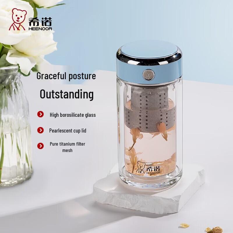 Heenoor Double-Layer Glass Tea Infuser Cup